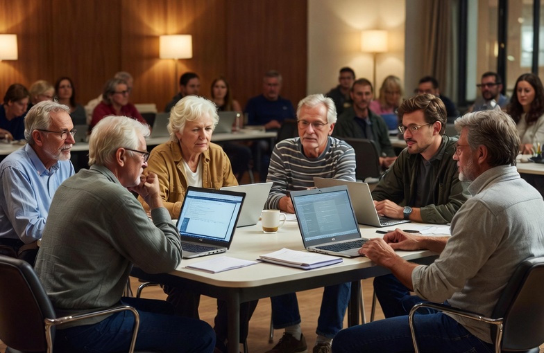 Group of older techs talking about the dot-comm boom!